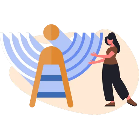 Jovem apresentando sinal WIFI  Ilustração