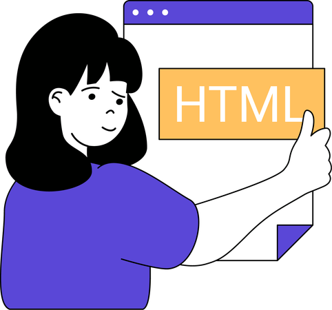 Jovem fazendo codificação HTML  Ilustração