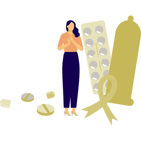 Jovem senhora usou medicina de ajuda  Ilustração