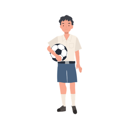 Jovem menino tailandês com futebol  Ilustração