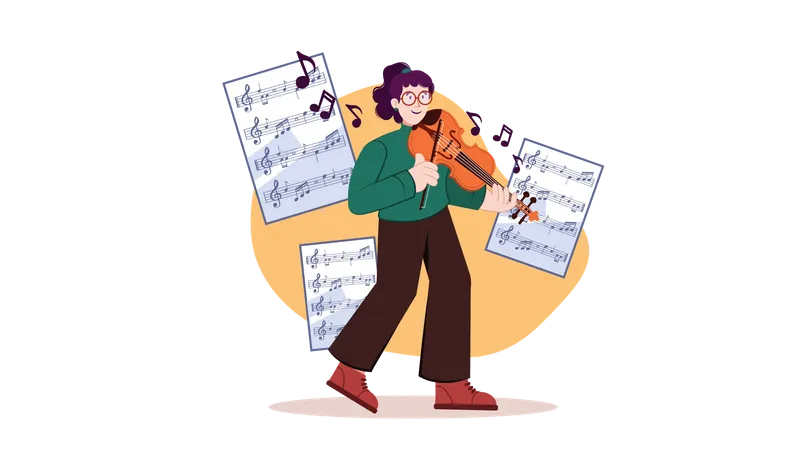 Jovem tocando violino  Ilustração