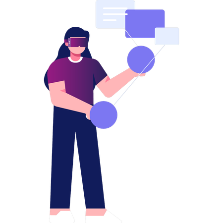 Jovem usando óculos VR  Ilustração