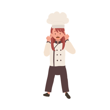Joven chef con signo de mano de paz  Ilustración