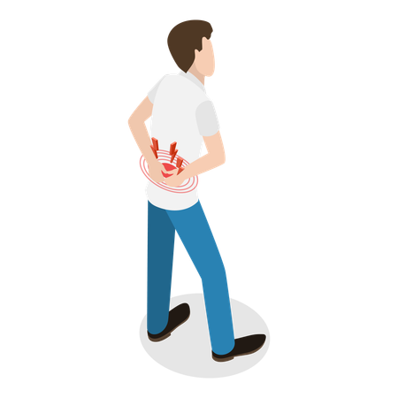Hombre joven con inflamación articular  Ilustración