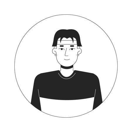 Joven coreano con diadema  Ilustración