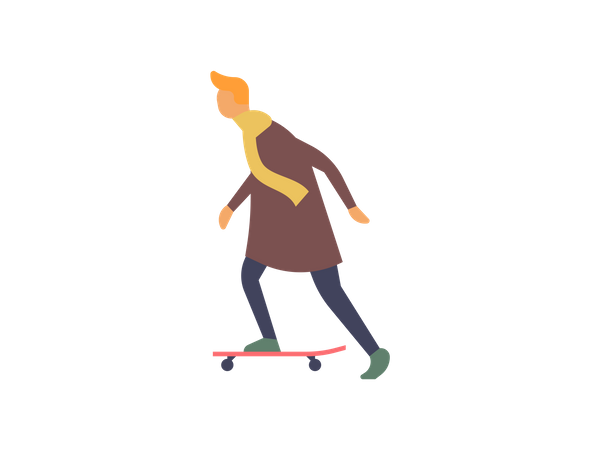 Joven disfrutando del skate  Ilustración