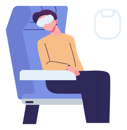 Joven durmiendo en el avión  Illustration