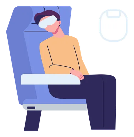 Joven durmiendo en el avión  Illustration