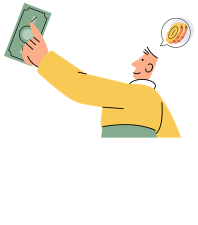 Un joven empresario contable realiza un informe financiero sobre las ganancias de la empresa.  Ilustración