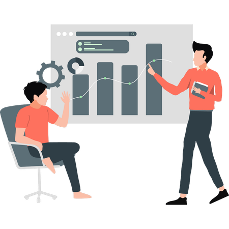 Gráfico de reunión de configuración de hombre joven  Ilustración