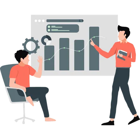 Gráfico de reunión de configuración de hombre joven  Ilustración