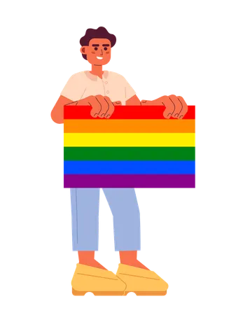 Feliz joven apoya a la comunidad lgbt  Ilustración