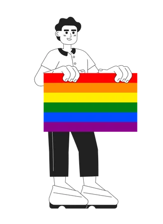 Feliz joven apoya a la comunidad lgbt  Ilustración