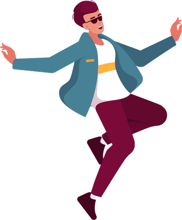 Feliz joven positivo bailando  Ilustración