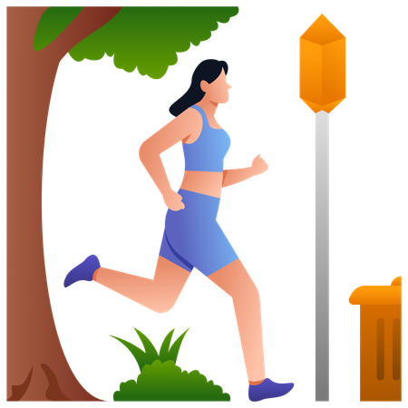 Chica joven fitness corriendo en la calle  Illustration