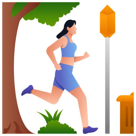 Chica joven fitness corriendo en la calle  Illustration