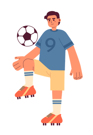 Joven futbolista brasileño pateando un balón de fútbol  Ilustración