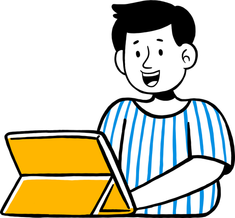 Joven haciendo compras en línea  Ilustración