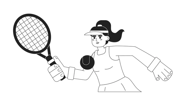 Joven hispana jugando tenis  Ilustración