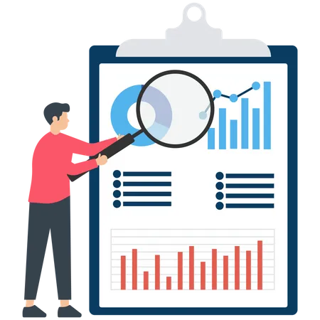 Investigación de un joven sobre el informe de auditoría  Ilustración