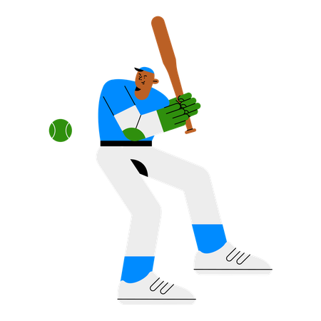 Joven jugando béisbol  Ilustración