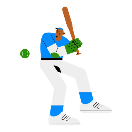 Joven jugando béisbol  Ilustración