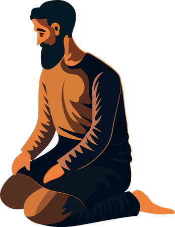 Joven musulmán rezando Namaz  Ilustración