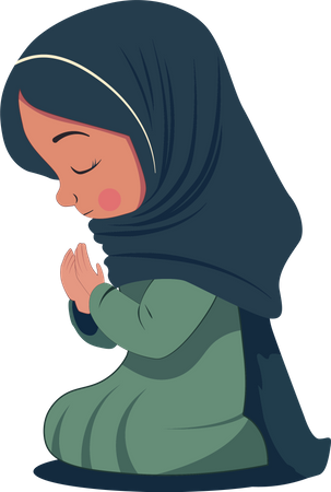 Joven musulmana rezando  Ilustración