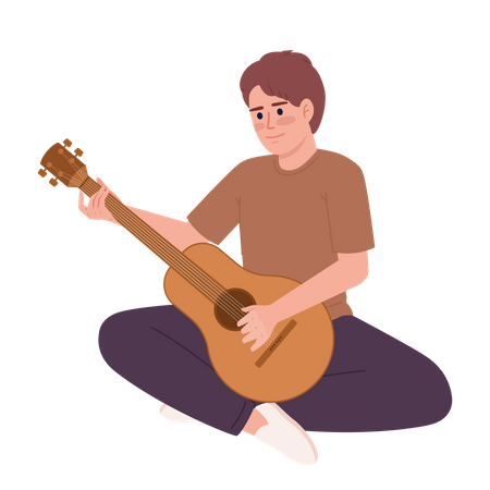 Joven tocando la guitarra  Ilustración