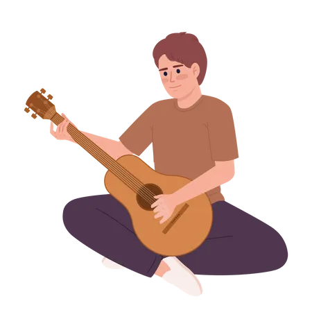 Joven tocando la guitarra  Ilustración