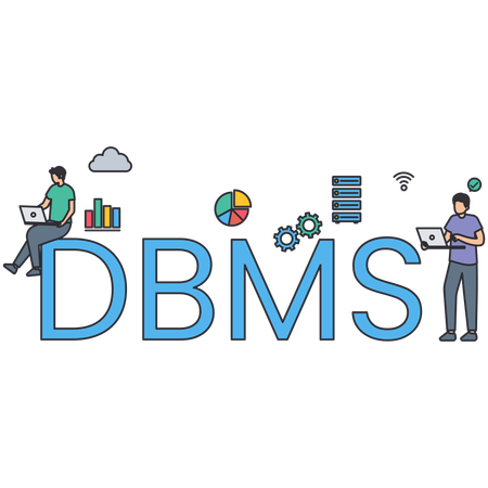 Joven trabajando en un sistema de gestión de bases de datos  Ilustración