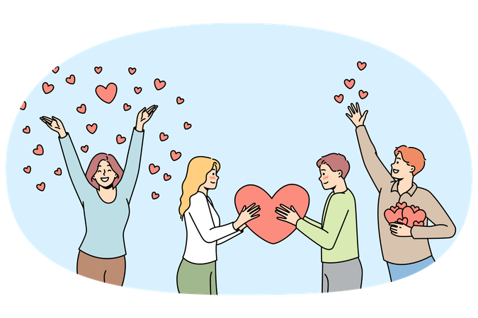 Los jóvenes difunden amor  Ilustración