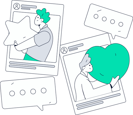 Jovens usando mídias sociais  Ilustração