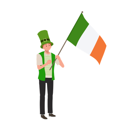 Jovial Man with Irish Flag  Illustration