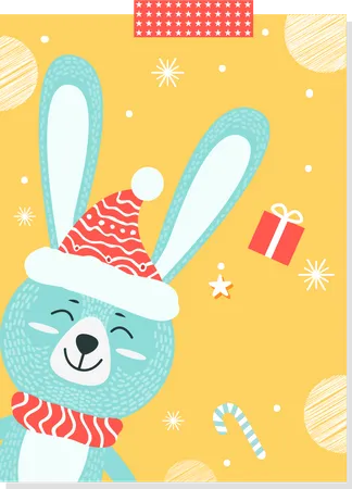 Joy Rabbit with Hat on Poster  Illustration