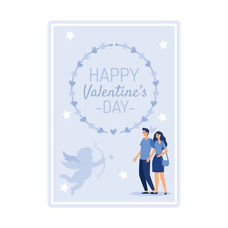 Cadeau de carte de voeux joyeuse Saint-Valentin  Illustration