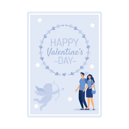 Cadeau de carte de voeux joyeuse Saint-Valentin  Illustration