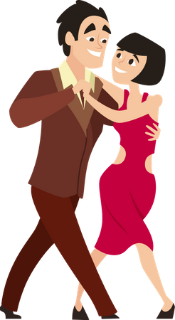 Joyeux couple romantique dansant  Illustration