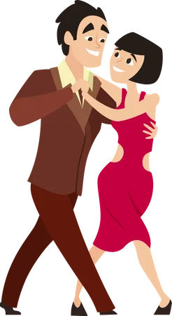 Joyeux couple romantique dansant  Illustration