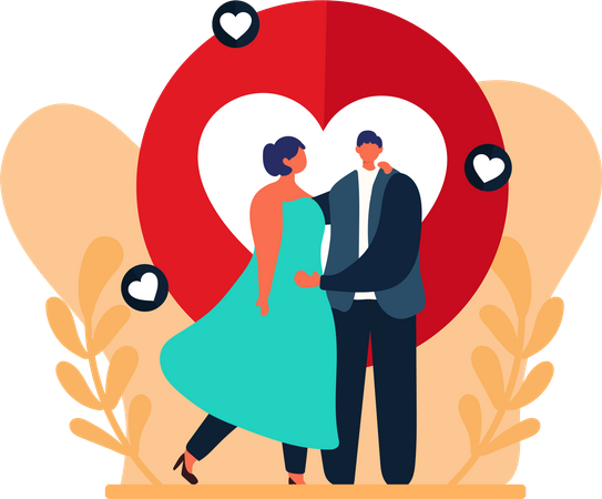 Heureux couple de mariage  Illustration