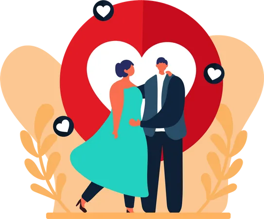 Heureux couple de mariage  Illustration