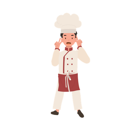 Joyeux enfant mignon chef enfant cuisine  Illustration