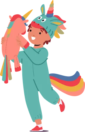 Joyful Child Character Wears A Unicorn Kigurumi Pajama Immersed In Cozy Comfort And Whimsical Fantasy Transforming Bedtime Into A Magical Adventure Cartoon People Vector Illustration Illustration