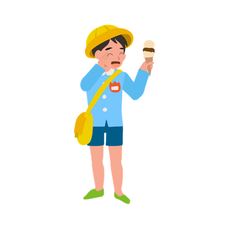 Joyful child with ice cream cone enjoying a sweet treat  Illustration