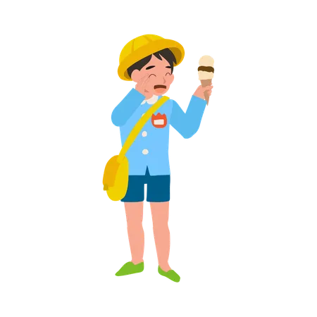 Joyful child with ice cream cone enjoying a sweet treat  Illustration