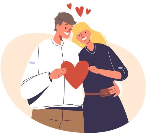Joyful Couple Embraces Hands Clasped Around A Heart Radiating Love And Happiness In Their Bond A Symbol Of Enduring Affection Loving Male And Female Characters Cartoon People Vector Illustration Illustration