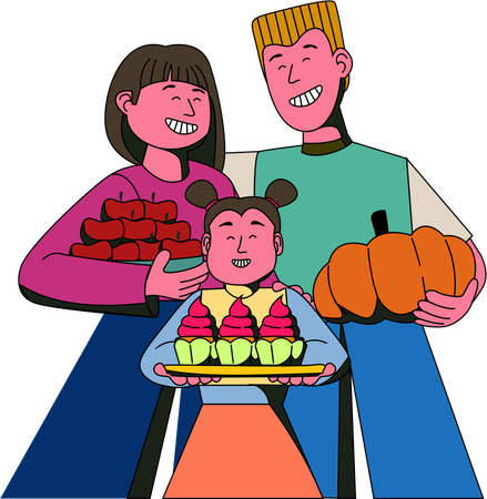 Joyful Family Feast  Illustration