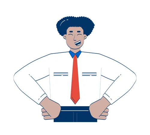 Joyful hispanic businessman holding hands on hips  Illustration