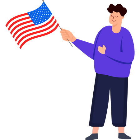 Joyful Independence Man Celebrating the Fourth of July  Illustration