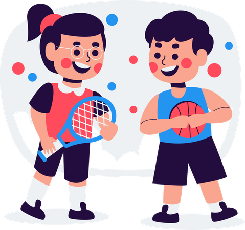 Joyful Kids Playing Sports  Illustration